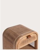 Comodino Tiraya in legno e rattan naturale - 42 x 35 x 65 cm