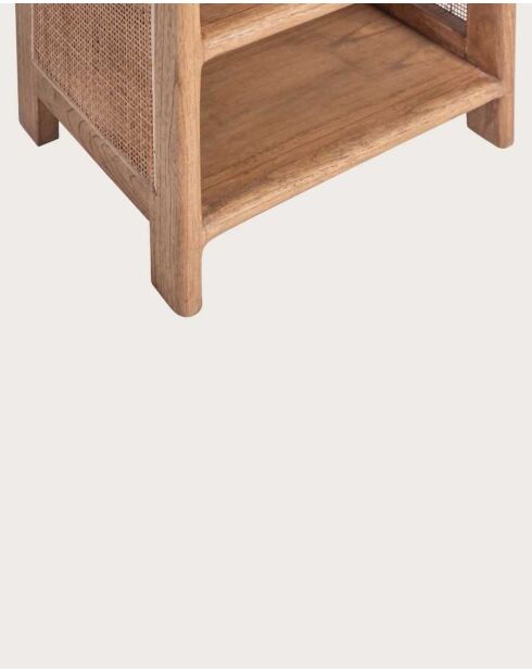 Comodino Tiraya in legno e rattan naturale - 42 x 35 x 65 cm