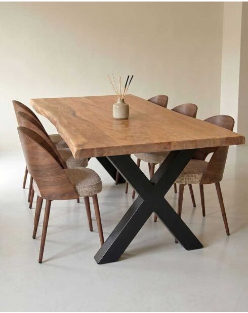 Tavolo da pranzo in legno massello di acacia e metallo Hino - 220 x 100 x 76 cm/240 x 100 x 78 cm