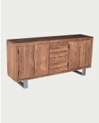 Niedriges Sideboard mit 4 Türen aus Akazienholz und Arvo-Metall, 170 x 40 x 80 cm