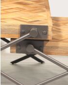 Mesa de centro cuadrada de teca con diseño de cheurones, color Loft Brown, 80 x 80 x 43 cm