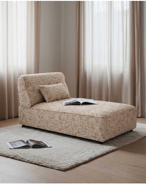 Méridienne 1 place en tissu beige Élise - 96 x 148 x 75 cm