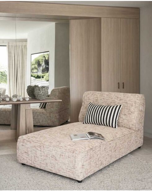 Méridienne 1 place en tissu beige Élise - 96 x 148 x 75 cm