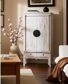 Shanghai Mindi massief houten wit gepatineerde kast - 100 x 45 x 180 cm