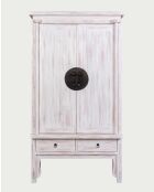 Shanghai Mindi massief houten wit gepatineerde kast - 100 x 45 x 180 cm