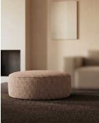 Pouf rond en tissu beige Élise - 33 x 91 x 2 cm