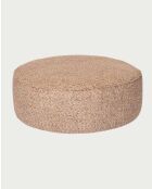 Pouf rond en tissu beige Élise - 33 x 91 x 2 cm