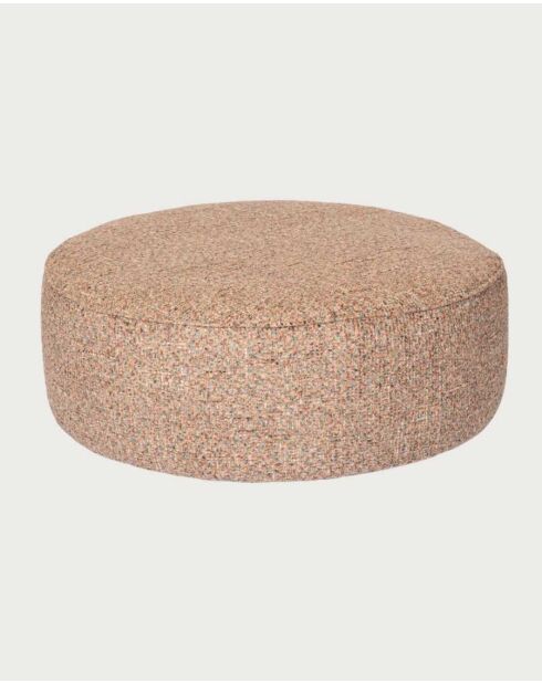 Pouf rond en tissu beige Élise - 33 x 91 x 2 cm