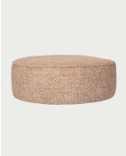 Pouf rond en tissu beige Élise - 33 x 91 x 2 cm