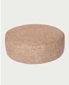 Pouf rond en tissu beige Élise - 33 x 91 x 2 cm