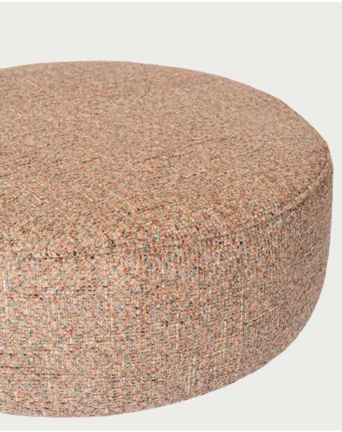 Pouf rond en tissu beige Élise - 33 x 91 x 2 cm