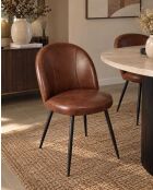 Chaise en cuir marron Moka - 48 x 55 x 81 cm