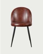 Chaise en cuir marron Moka - 48 x 55 x 81 cm