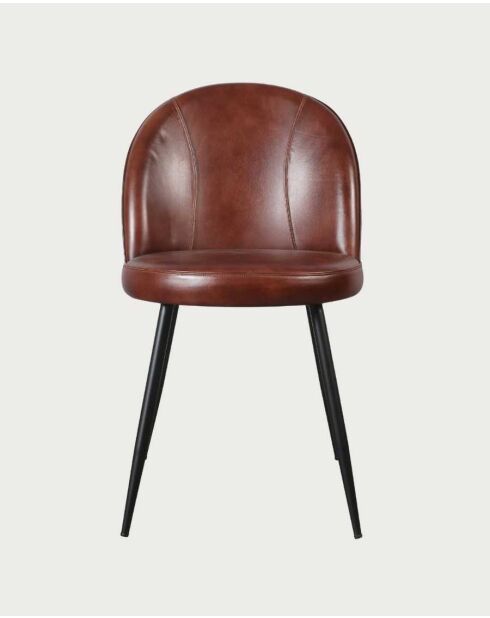 Chaise en cuir marron Moka - 48 x 55 x 81 cm