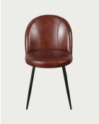 Chaise en cuir marron Moka - 48 x 55 x 81 cm