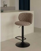 Chaise de bar en tissu marron clair Nesta - 52 x 51 x 86-107 cm
