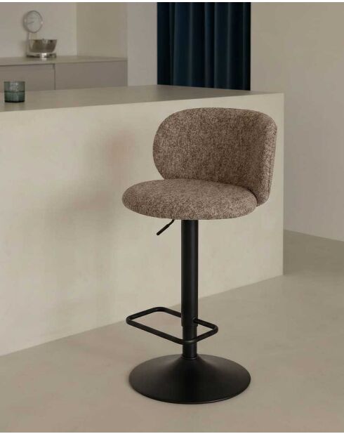 Chaise de bar en tissu marron clair Nesta - 52 x 51 x 86-107 cm