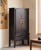 Mueble de boda Shanghai Mindi de madera maciza negra patinada, 100 x 45 x 180 cm