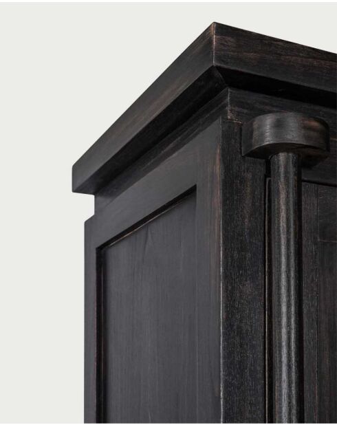 Mueble de boda Shanghai Mindi de madera maciza negra patinada, 100 x 45 x 180 cm
