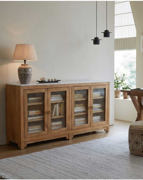Buffet 4 portes en bois de manguier Noé - 180 x 40 x 90 cm