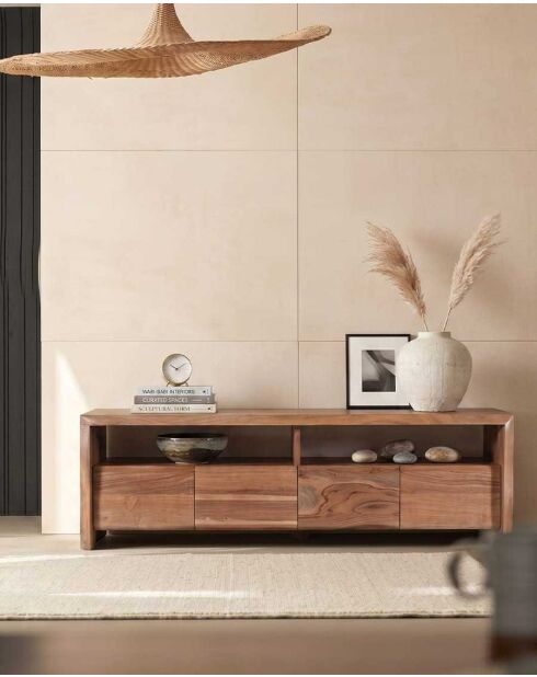 Meuble TV en bois d'acacia Ella - 140 x 45 x 50 cm
