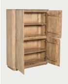 Piccolo armadio naturale Elio a 4 ante in legno massello di mango - 100 x 40 x 137 cm