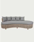 Canapé 3 places de jardin en bois d'acajou et rotin Mora gris - 227 x 112 x 70 cm