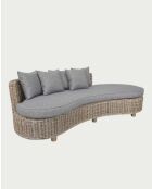 Canapé 3 places de jardin en bois d'acajou et rotin Mora gris - 227 x 112 x 70 cm