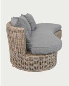 Canapé 3 places de jardin en bois d'acajou et rotin Mora gris - 227 x 112 x 70 cm
