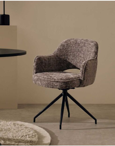 Set de 2 sillas de tela gris y patas metálicas Elba - 43 x 43 x 83 cm