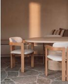 Esszimmerstuhl aus natürlichem Eschenholz mit gepolstertem Sitz aus Niko-Stoff — 58 x 55 x 76 cm
