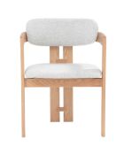 Esszimmerstuhl aus natürlichem Eschenholz mit gepolstertem Sitz aus Niko-Stoff — 58 x 55 x 76 cm