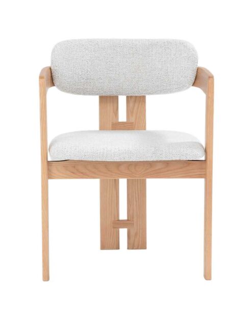 Esszimmerstuhl aus natürlichem Eschenholz mit gepolstertem Sitz aus Niko-Stoff — 58 x 55 x 76 cm