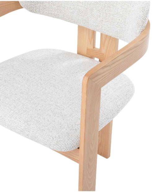Esszimmerstuhl aus natürlichem Eschenholz mit gepolstertem Sitz aus Niko-Stoff — 58 x 55 x 76 cm