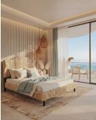 Cama de ábaca natural tejida bohemia Rasa, 220 x 164 x 135 cm