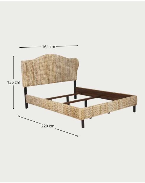 Cama de ábaca natural tejida bohemia Rasa, 220 x 164 x 135 cm