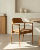 Silla Zaha de teca maciza y paja natural - 59 x 49 x 78 cm