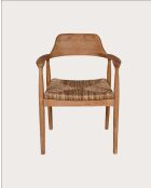 Silla Zaha de teca maciza y paja natural - 59 x 49 x 78 cm