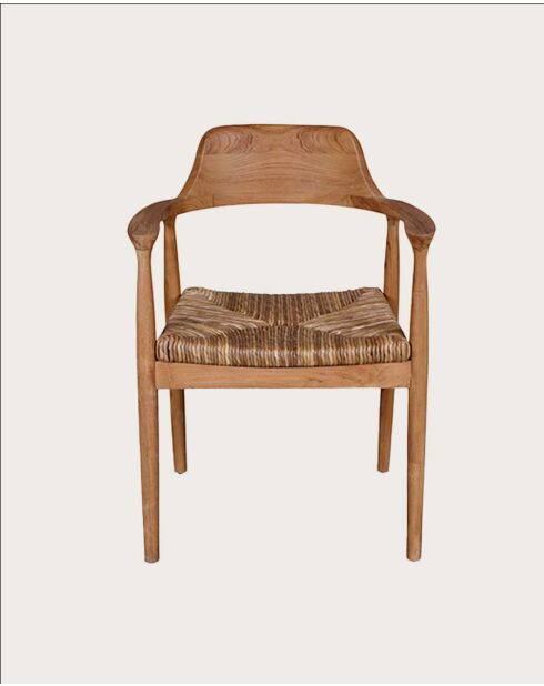 Chaise en teck massif et paille Zaha naturelle - 59 x 49 x 78 cm