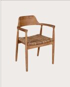 Silla Zaha de teca maciza y paja natural - 59 x 49 x 78 cm