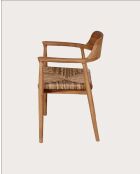 Silla Zaha de teca maciza y paja natural - 59 x 49 x 78 cm