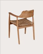 Silla Zaha de teca maciza y paja natural - 59 x 49 x 78 cm