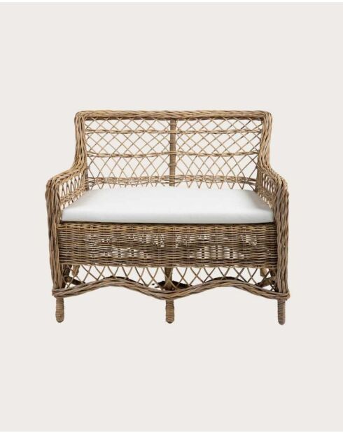 Salon de jardin en rotin avec 1 banquette et 2 fauteuils Asana - Banquette : 120 x 70 x 92 cm / Fauteuil : 60 x 70 x 92 cm