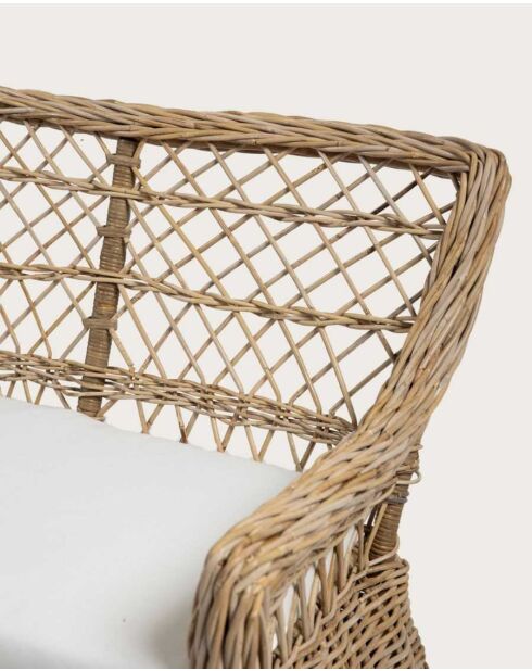 Salon de jardin en rotin avec 1 banquette et 2 fauteuils Asana - Banquette : 120 x 70 x 92 cm / Fauteuil : 60 x 70 x 92 cm