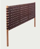Cabecero Kenza con diseño de teca marrón y piel tejida, 165 x 5 x 115 cm