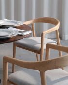 Yogi Stuhl aus Eschenholz, Eichenfinish, gepolsterter Sitz, 60 x 56,5 x 73 cm