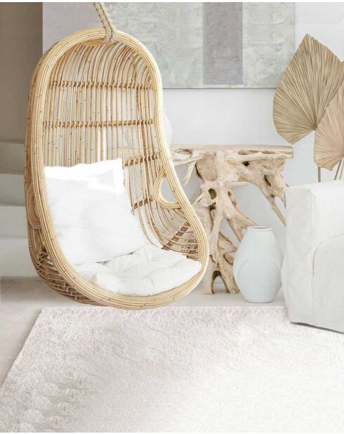Hangstoel met ei van natuurlijk geweven rotan Marbella - 80 x 59 x 111 cm