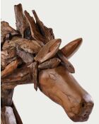 Sculpture déco tête de cheval en teck massif Horse naturel - 19 x 86 x 96 cm