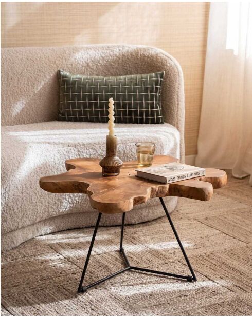 Stella Couchtisch aus massivem Teakholz, 89 x 72,5 x 52 cm