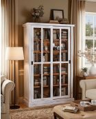 Libreria Oxford in legno massello bianco con ante scorrevoli - 120 x 40 x 180 cm